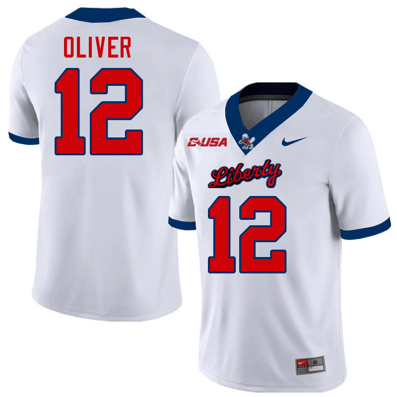 Liberty Flames #12 Alex Oliver College Football Jerseys Stitched-White